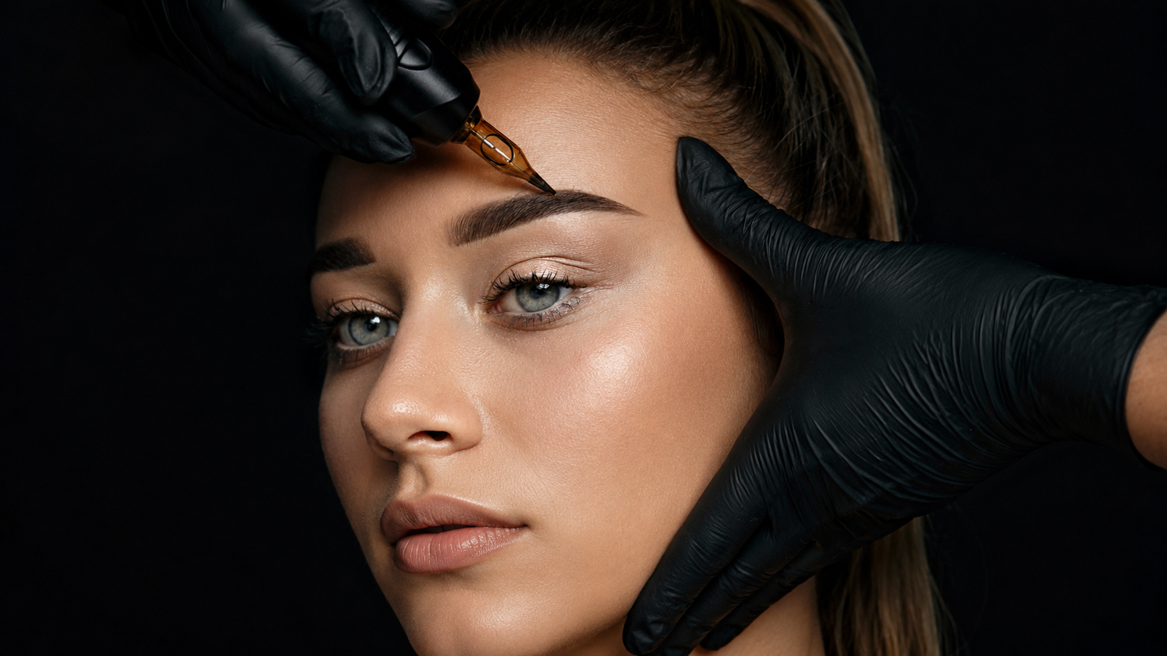 Permanent makeup artist creating natural-looking brows at RuBrows in Cincinnati