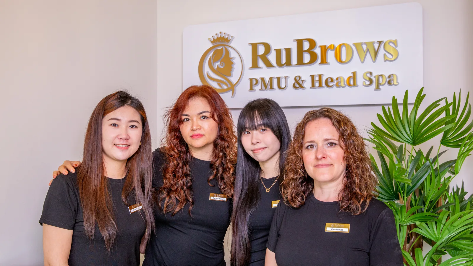 RuBrows head spa team members Chloe, Annie, Michelle and Jeannette at the Cincinnati studio